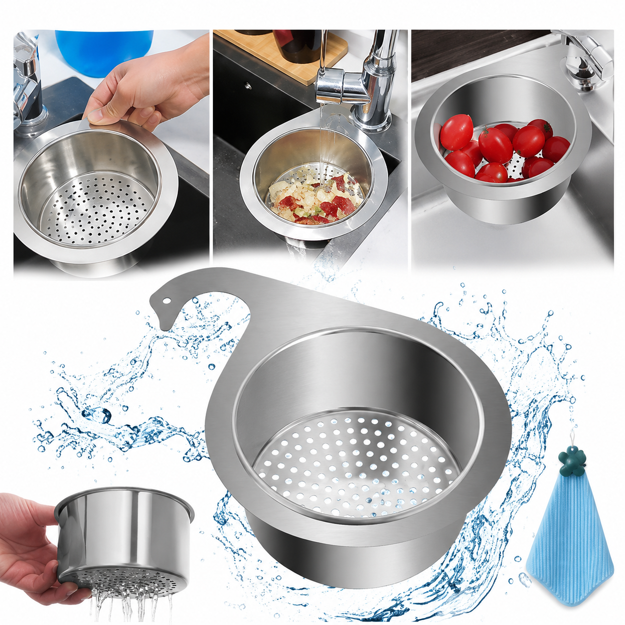 Stainless Steel Swan Sink Strainer Basket(Pack of 1)